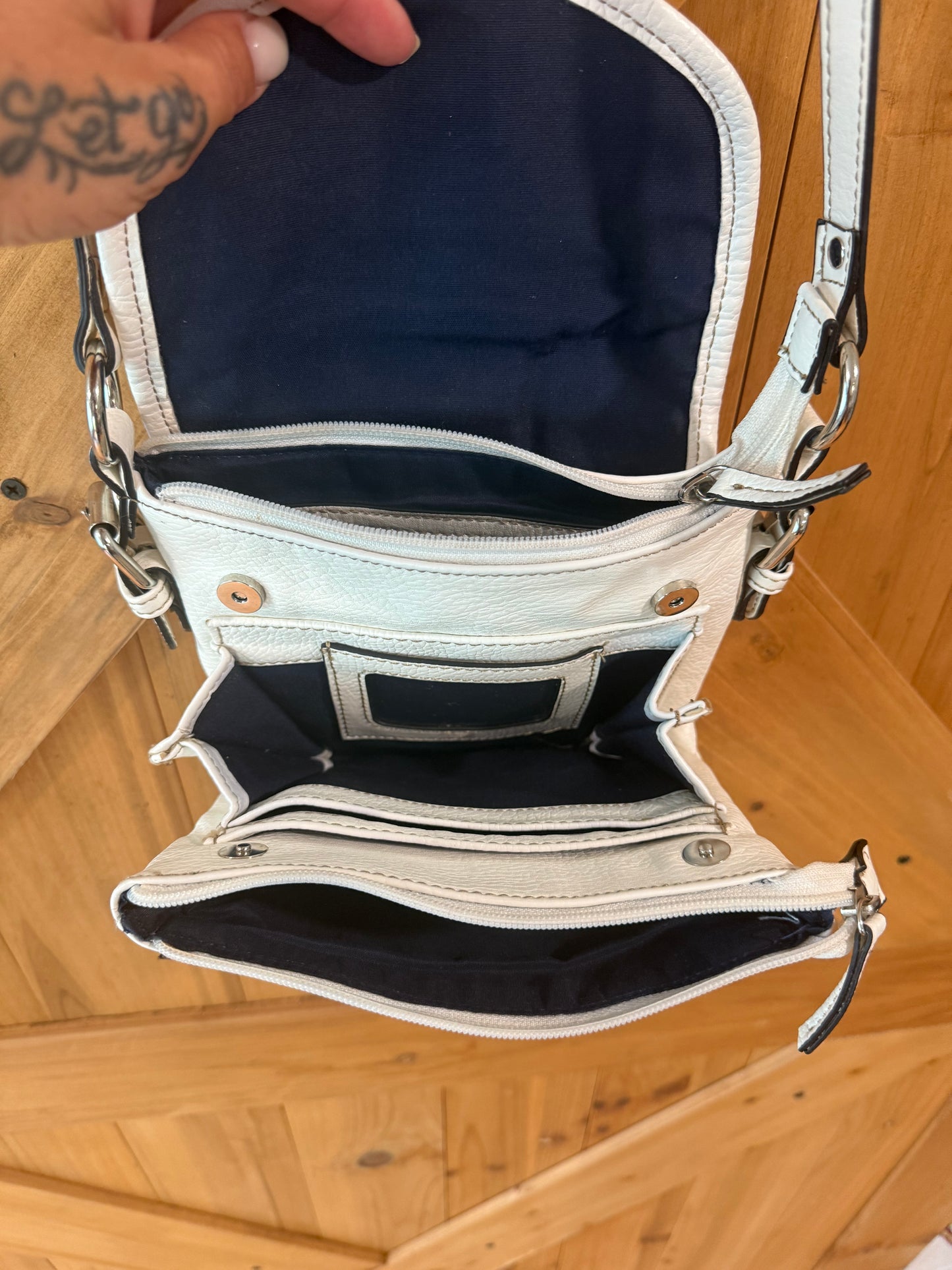 White CHAPS Leather Crossbody