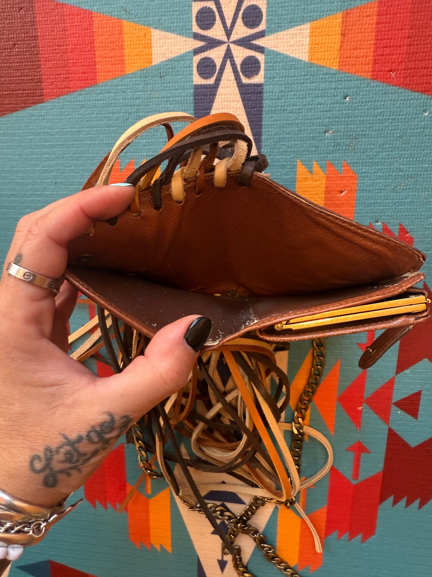 Fringed Kisslock Triple Wallet/Crossbody