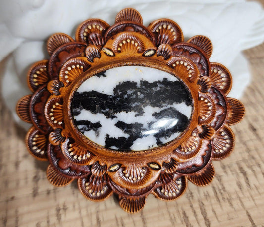 Black & White Buffalo Turquoise Inlay