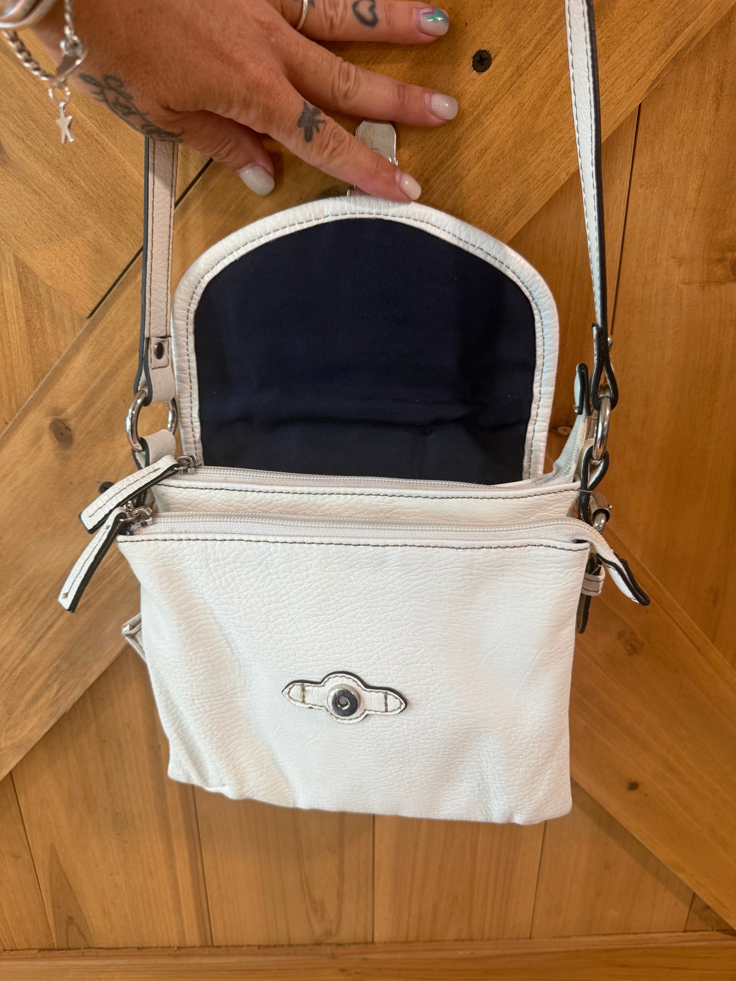 White CHAPS Leather Crossbody