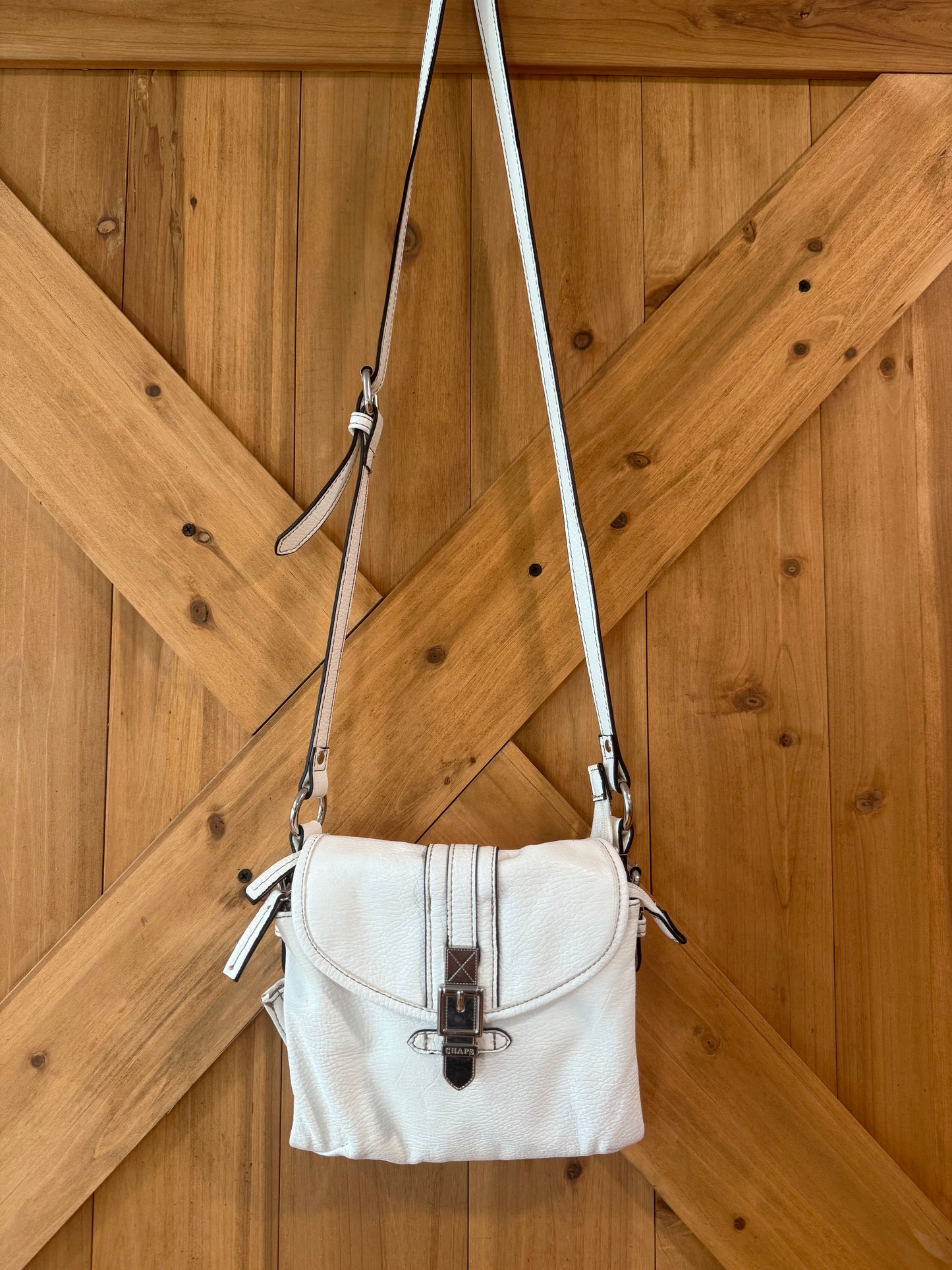 White CHAPS Leather Crossbody