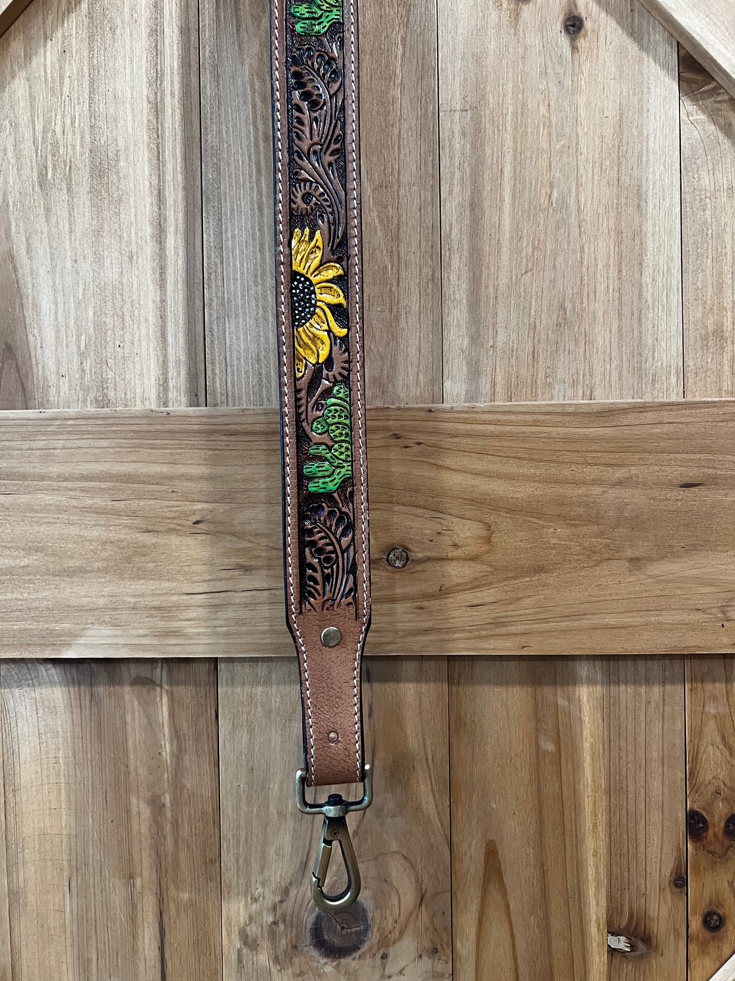 Cactus & Sunflower Tooled Crossbody