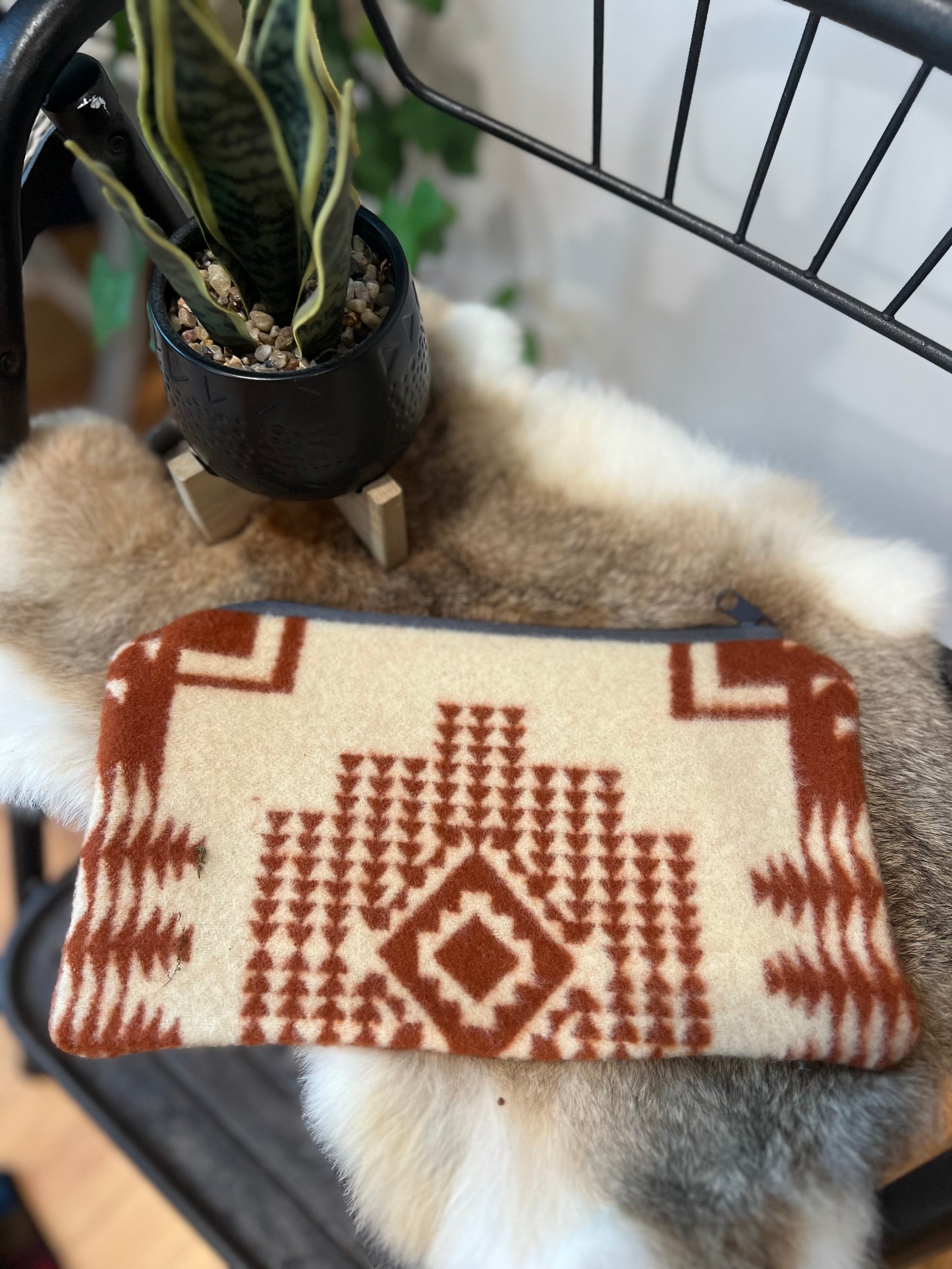 Rust & White Pendleton Pouch