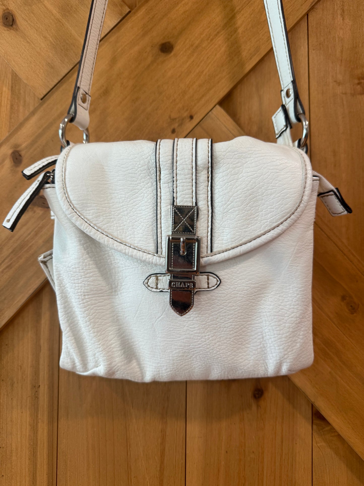 White CHAPS Leather Crossbody