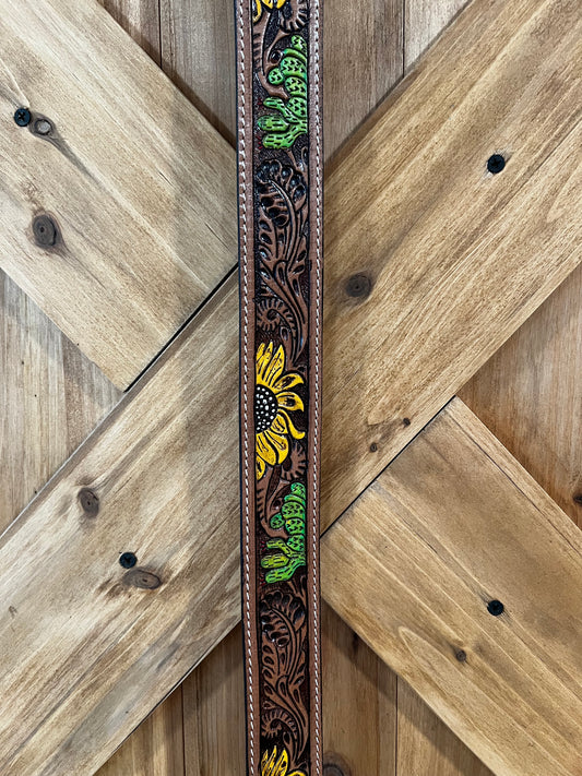 Cactus & Sunflower Tooled Crossbody