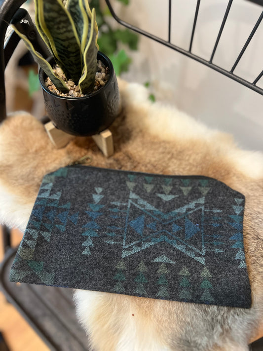 Grey & Blue Pendleton Pouch