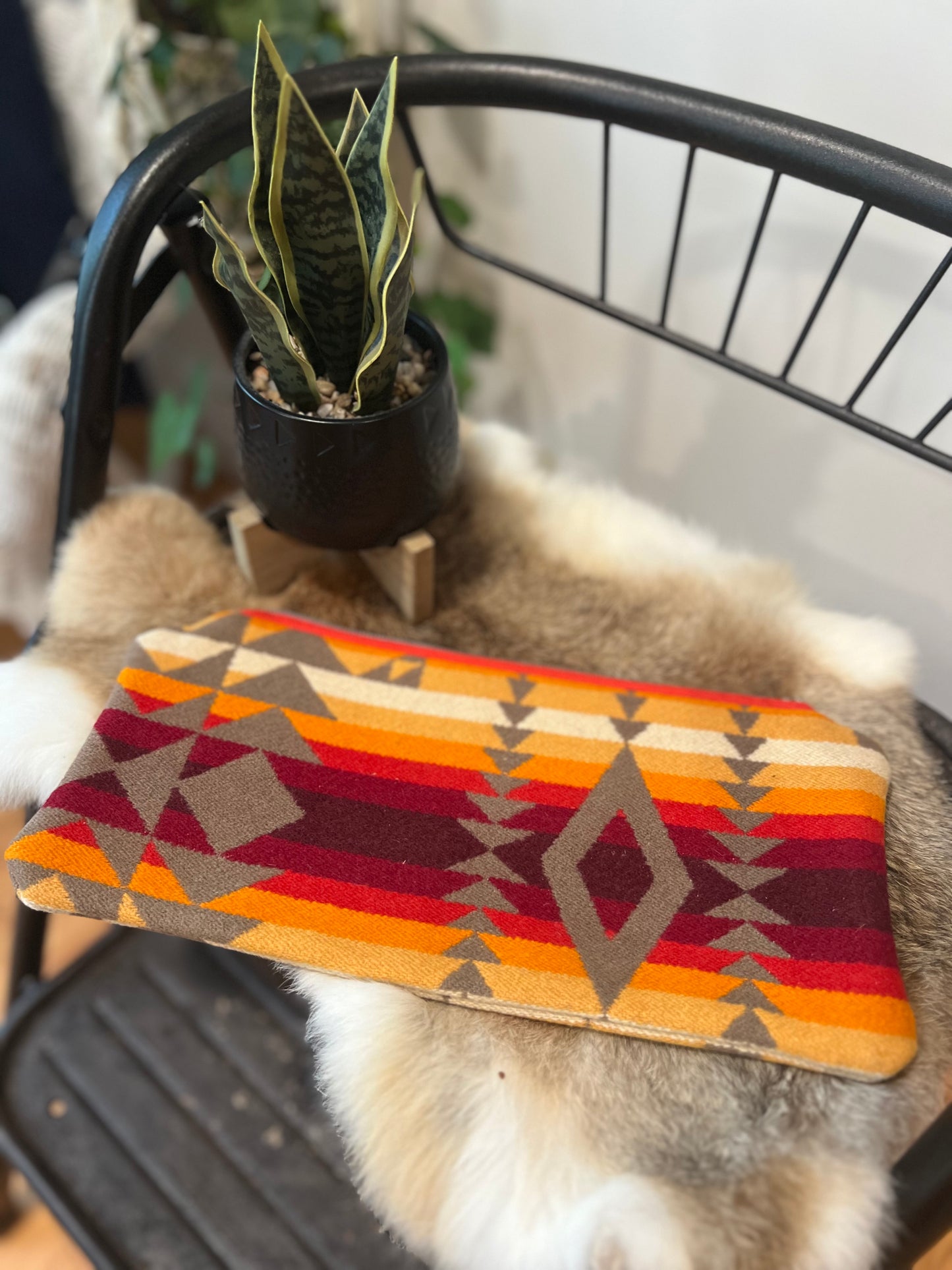 Orange, Red & Tan Pendleton Pouch